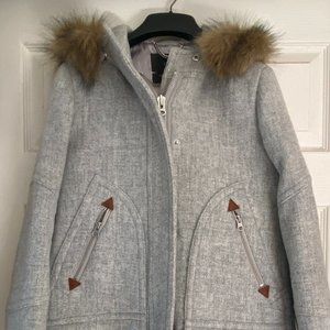 J. Crew Chateau Parka in Italian Stadium-Cloth Wool, Heather Dusk/Grey, size 4P